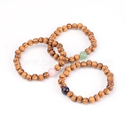 Holz Perlen Stretch-Armbänder&nbsp;BJEW-JB01941