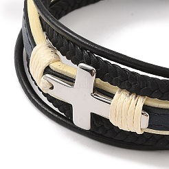 Geflochtene Mikrofaser-Leder-Mehrstrang-Armbänder&nbsp;BJEW-B096-26P