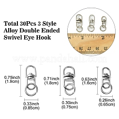 30 Stück 3 Stile Legierung doppelendiger drehbarer Ösenhaken&nbsp;FIND-YW0004-30