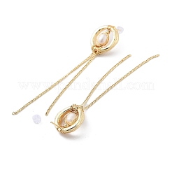 Ohrstecker aus natürlichen Perlen mit Quasten&nbsp;EJEW-P256-41G