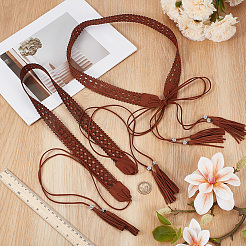 1 ceinture bohème en similicuir avec pompon et chaîne&nbsp;AJEW-CL0006-22