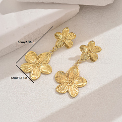 Boucles d'oreilles pendantes élégantes en acier inoxydable 201 avec motif de fleurs rétro&nbsp;DL6175-1