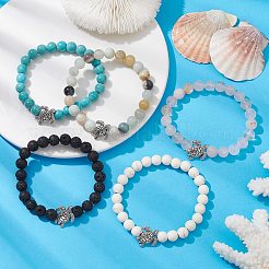 Pulseras elásticas de piedras preciosas mixtas naturales y sintéticas para mujer&nbsp;BJEW-JB10087