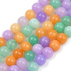 Gefärbt natürlichen weißen Jade Perlen Stränge&nbsp;G-NH0045-01B