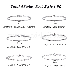 6 Stück 6 Stile 304 Edelstahl Kettenarmbänder&nbsp;BJEW-GA0001-18