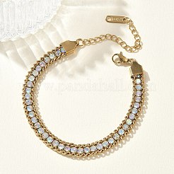 Bracelets de tennis en acier inoxydable 304 ornés de strass et de chaînes torsadées&nbsp;SA-CBABBEA-04G-04