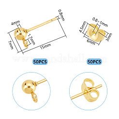 50 Stück Ohrstecker-BeZubehör aus 304 Edelstahl&nbsp;STAS-UN0059-19