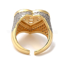 Manschettenringe aus Messing mit Mikropavé-Zirkonia für Damen&nbsp;RJEW-G325-07GP