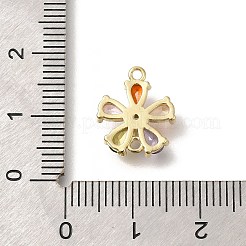 Messing Pavé Glas Blumenverbinder Charms&nbsp;KK-M295-17G-03