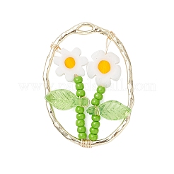 6 pendentif en verre millefiori fait main en perles de rocaille de 6 couleurs&nbsp;PALLOY-MZ00901
