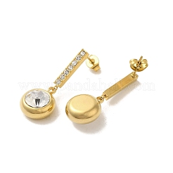 Orecchini a bottone in acciaio inossidabile con placcatura ionica (ip) e zirconi cubici trasparenti per donna&nbsp;EJEW-M024-07C-G