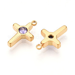 Placcatura ionica (ip) 304 acciaio inossidabile micro pavé zirconia cubica charms&nbsp;STAS-N110-01E-G