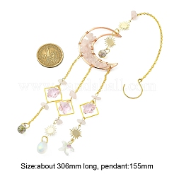 Natürliche Rosenquarzsplitter Mond Anhänger Dekorationen&nbsp;HJEW-FS00027-04