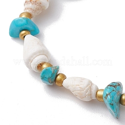Braccialetti da donna con schegge turchesi sintetiche e perline di conchiglia da spiaggia estiva&nbsp;BJEW-JB10286