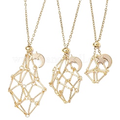 3 pièce 3 styles 304 en acier inoxydable pochette en macramé vide pendentif étoile lune chaîne de câble colliers&nbsp;NJEW-JN05282
