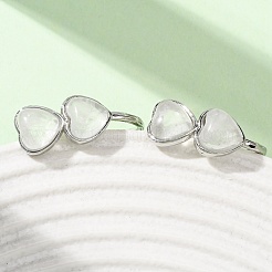 Boucles d'oreilles puces en cristal de quartz naturel en forme de cœur pour la Saint-Valentin&nbsp;EJEW-T053-01P-08
