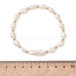 Stretcharmbänder aus natürlichen Süßwasserzuchtperlen und Barockperlen (Keshi-Perlen) für Damen&nbsp;BJEW-JB13515