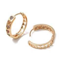 Boucles d'oreilles créoles en laiton zircon cubique micro pavé&nbsp;EJEW-M238-64KCG