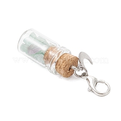 Colgante decorativo con chips de aventurina verde natural en una botella de los deseos de vidrio.&nbsp;HJEW-JM03306-01