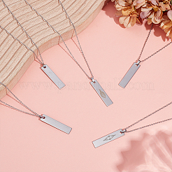 10 collier pendentif rectangulaire en acier inoxydable 304&nbsp;NJEW-UN00019