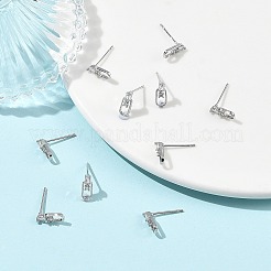 Boucles d'oreilles puces en laiton Shegrace serties de micro-pavés de zircone cubique&nbsp;XGRQ4N847-727P