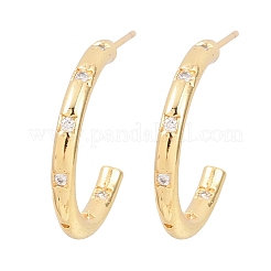 Orecchini a bottone in ottone a forma di C con zirconi cubici trasparenti&nbsp;EJEW-A156-10B-G