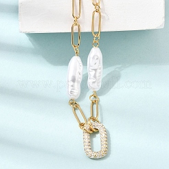 Colliers en acier inoxydable 304 avec pendentif rectangulaire en zircon cubique transparent micro-pavé et chaîne de perles en plastique&nbsp;SA-CBAF6AD-05G