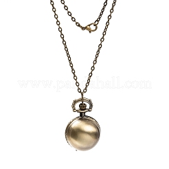 Rétro pendentif en alliage de ballon rond montres de poche collier de quartz&nbsp;WACH-M034-04AB