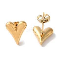 Orecchini a bottone in acciaio inossidabile 304 con placcatura ionica a cuore (ip) per donna&nbsp;EJEW-L287-039G