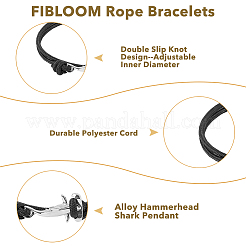 6 Stück Survival-Armbänder aus Polyesterkordel in 6 Farben mit Verschlüssen aus Legierung in Haifischform&nbsp;BJEW-FI0001-72