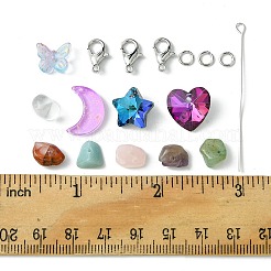 Natürlicher und synthetischer Mischstein mit Glasanhängern&nbsp;FIND-FS0002-17
