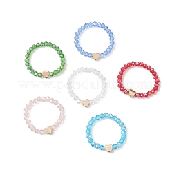 Galvanisierte Fingerringe aus Glasperlen für Damen&nbsp;RJEW-JR00941