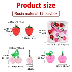 12 pz 3 colori resina trasparente e acrilico 3d ciondoli di frutta&nbsp;FIND-YW0006-01