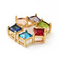 Ciondoli a forma di diapositiva con micro pavé di zirconi colorati in ottone placcato a cremagliera&nbsp;ZIRC-F129-51G