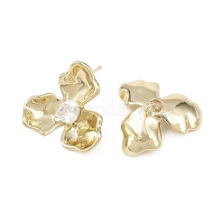 Blume Messing Micro Pave klare Zirkonia Ohrstecker Zubehörse&nbsp;KK-F921-03G