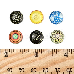 100 Stück bedruckte halbrunde Kuppel-Cabochons aus Glas&nbsp;GGLA-FS0001-13