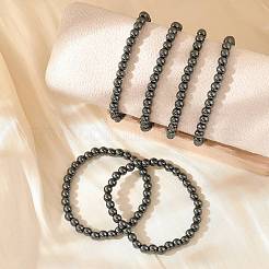 Sintética no magnéticas hematita pulseras del estiramiento de abalorios&nbsp;BJEW-D446-B-22