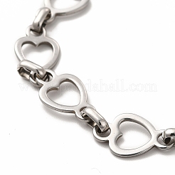 Bracciali a catena con maglie a cuore in acciaio inossidabile 304 anti-ossidazione per le donne&nbsp;BJEW-P292-05P