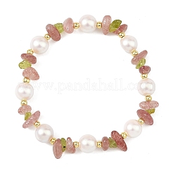 2 pezzo 2 stili set di braccialetti elasticizzati da donna con quarzo fragola naturale&nbsp;BJEW-JB14340