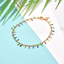 Conjunto de collar y pulsera de cadena esmaltada de acero inoxidable 304&nbsp;SJEW-JS01217