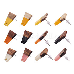 12 par de pendientes de resina y madera de 6 colores&nbsp;MAK-CD0001-04