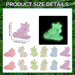 24 Uds. Figuras de unicornio 3d de resina luminosa de 6 estilos&nbsp;DJEW-SZ0001-15