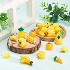 30 colgante de resina opaca con temática de frutas y verduras en 10 estilos&nbsp;AJEW-TA0005-77