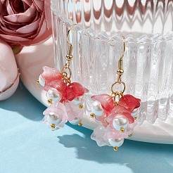 Fleurs de verre Dangle Boucles d'oreilles&nbsp;EJEW-JE05661-01