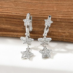 Boucles d'oreilles huggie huggie en laiton micro pave clair&nbsp;EJEW-K083-43P