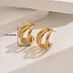Élégantes boucles d'oreilles à tige torsadées en acier inoxydable 201 en forme de triple C&nbsp;AB3711-1