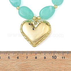 Colliers de perles ovales avec pendentif cœur en acrylique et imitation pierre précieuse pour femmes&nbsp;NJEW-JN06479-01
