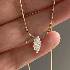 Collier chaîne en laiton pavé de zircones cubiques pour femme&nbsp;TP6925