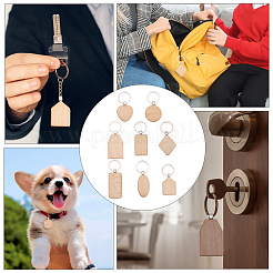 32 portachiavi con ciondolo in legno grezzo in 8 stili&nbsp;KEYC-GL0001-12