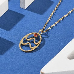Collane a catena con ciondolo a dodici costellazioni in acciaio inossidabile 304 con zirconi cubici e rune per donna&nbsp;NJEW-B121-02G-11